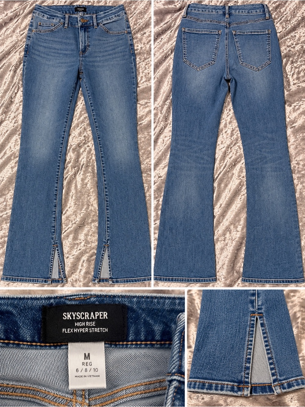 High-Rise Blue Split-Hem Women's Jeans
